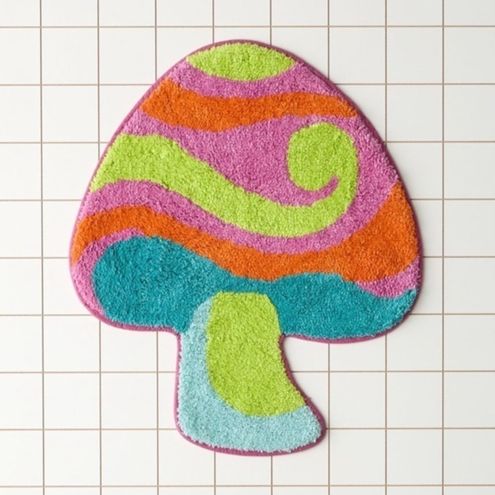Urban Outfitters Trippy Mushroom Tufted Shag Bath Mat Rug 100% Cotton